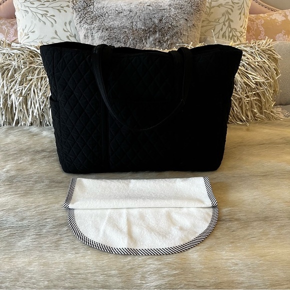 VERA BRADLEY Iconic Microfiber Baby Diaper Bag Black Paisley Interior Tote - Picture 1 of 14